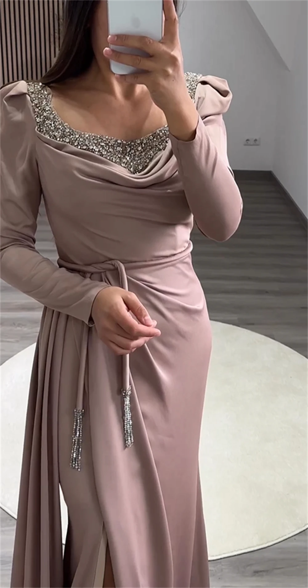 Блестящие платья выпускного вечера по индивидуальному заказу Jewel Sheath Celebrity Sequin Fold