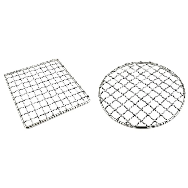 

Camping Grill Grate Mesh Pads Square Round Grilling Net Fire Cooking Outdoor Picnic BBQ Camping Pot Firewood Rack