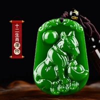 natural jade green hand carved zodiac dog jade pendant fashion boutique jewelry men and women models zodiac necklace gift