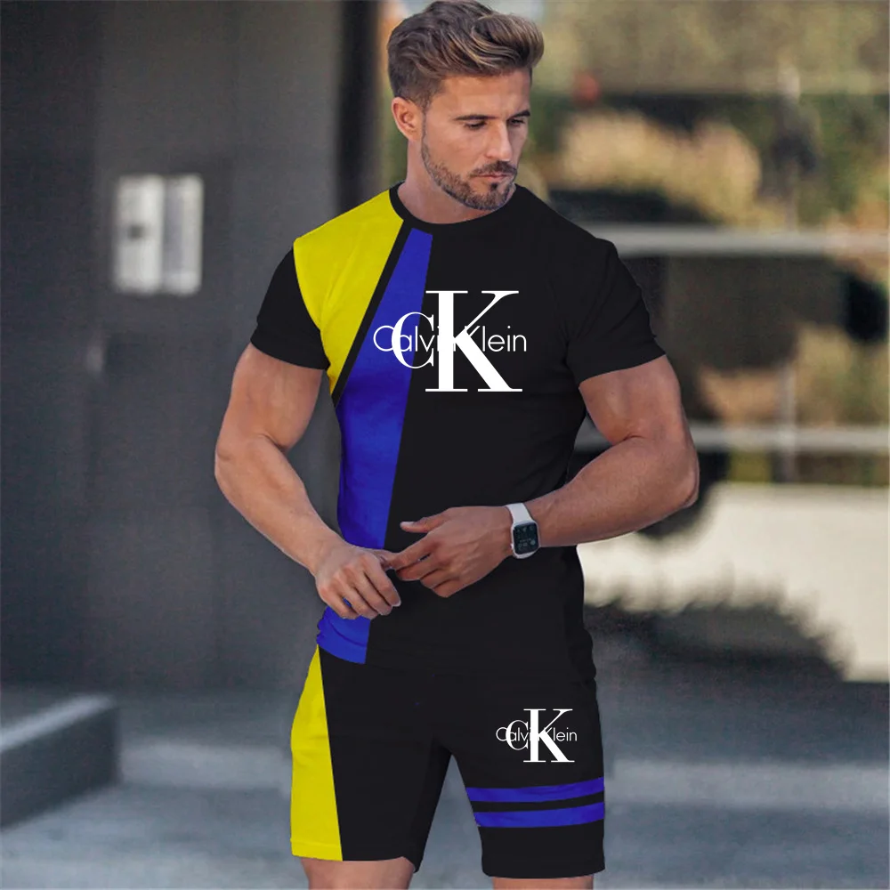 

Новинка лета 2022, мужская спортивная одежда с 3D цветным принтом, комплект из 2 предметов с короткими рукавами и шортами, женская повседневная ...