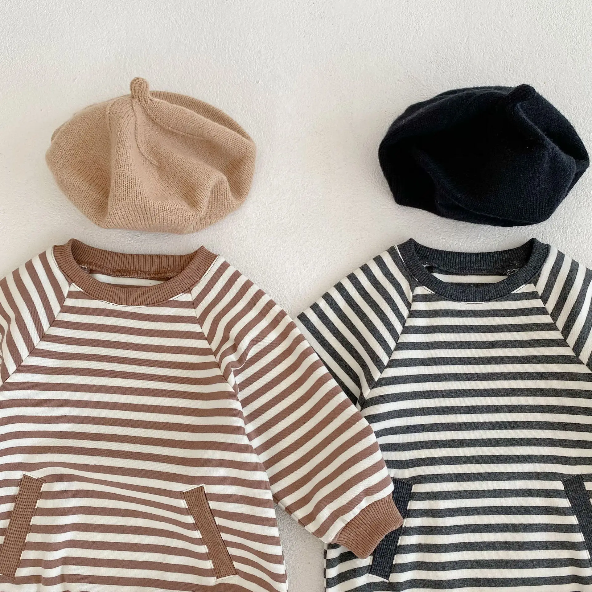 Autumn 2022 new baby stripe romper loose long sleeve Baby Bodysuit cotton clothes