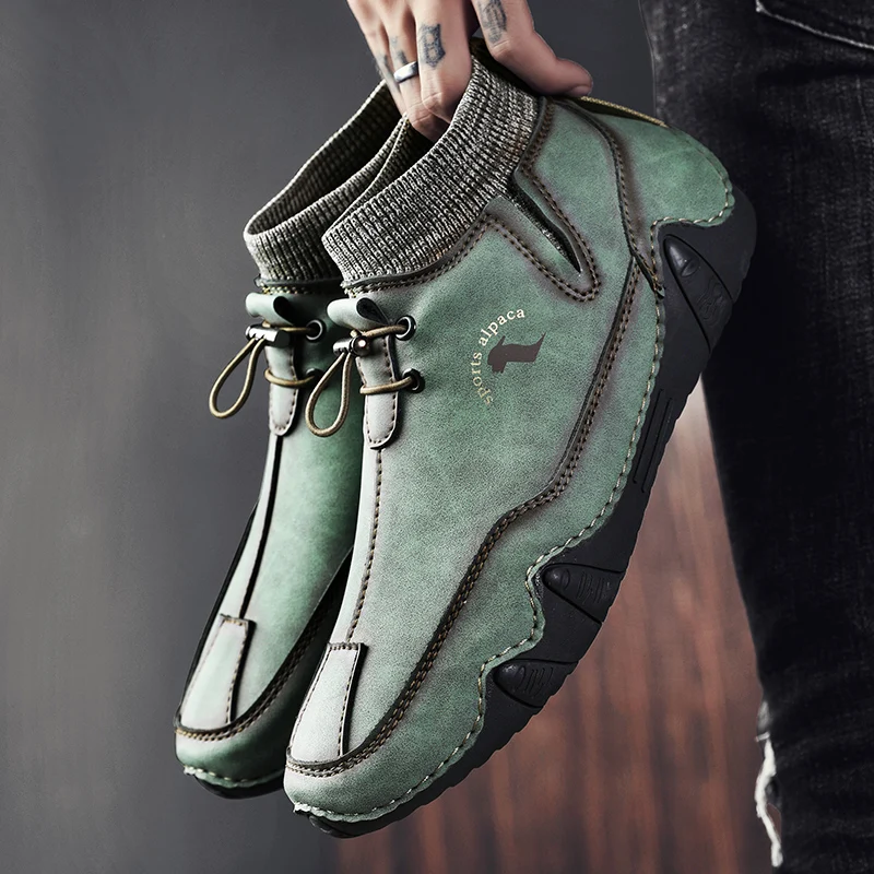 New Men's Outdoor Hiking Casual Shoes Fashion Mountain Hiking Sports Running Ankle Boots Men's Leather Trendy Shoes