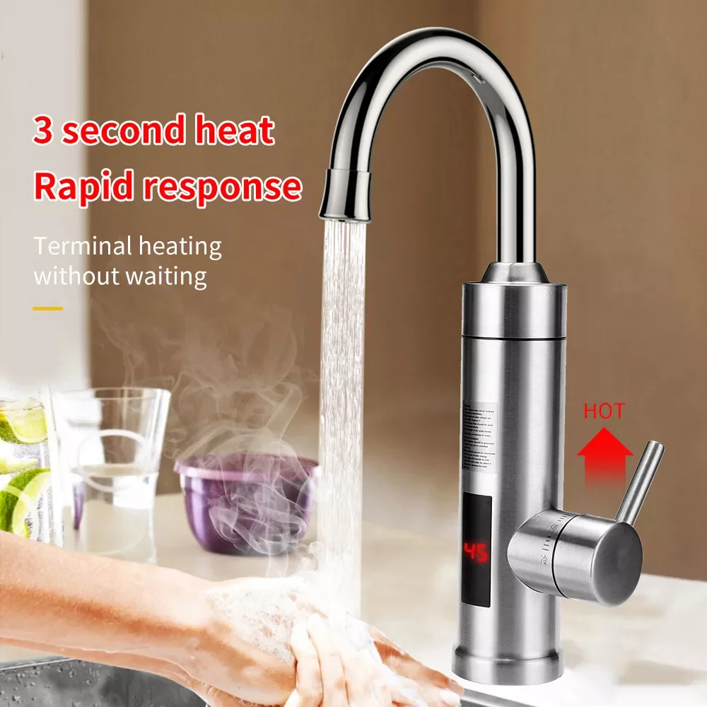 Newest Water Heater Instant Water Heater Tankless Instantaneous Faucet Tap Kitchen Hot Water Crane LED Digital EU Plug