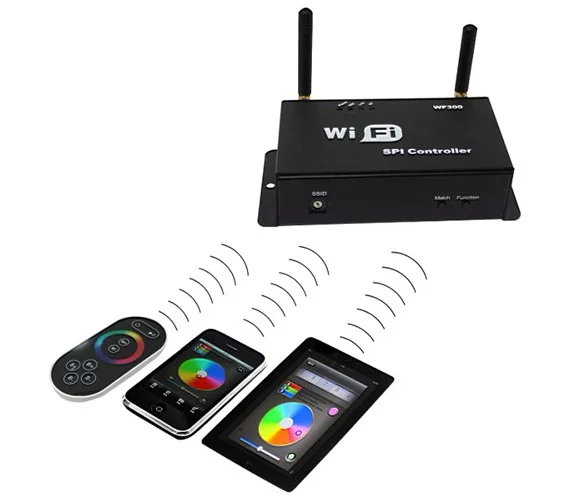 Wifi300 Spi Wifi Pixel Controller； With Touchable Screen Remote Dc5~24v Input For Ws2811 Ws2801 Ws2812b Sk6812 Led Strip