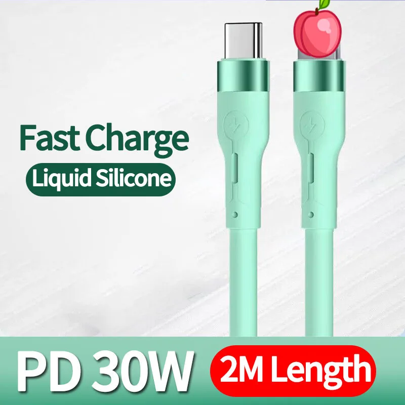 

30W USB C Cable for iPhone 14 13 Pro Max 12 11 XS XR PD Fast Charging Type-C to Lightning Cable for iPad Data Cord 2M Silicone