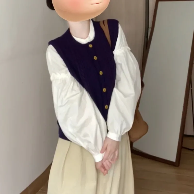 Элегантный вязаный свитер жилет кардиган с длинным рукавом женская мода 2024