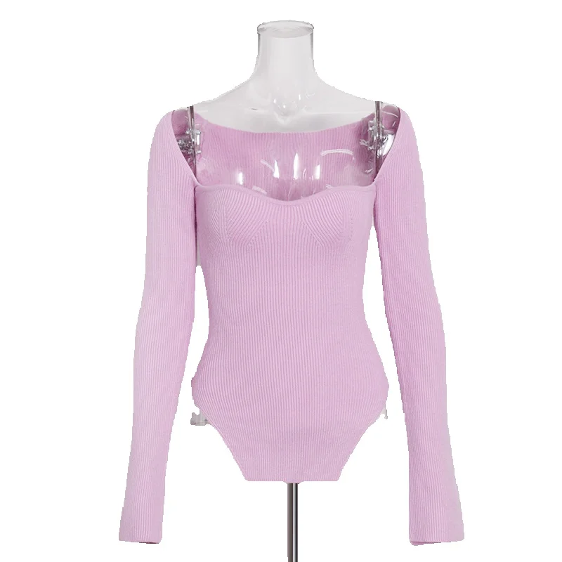 Женский трикотажный топ с открытыми плечами необычное облегающее трикотажное