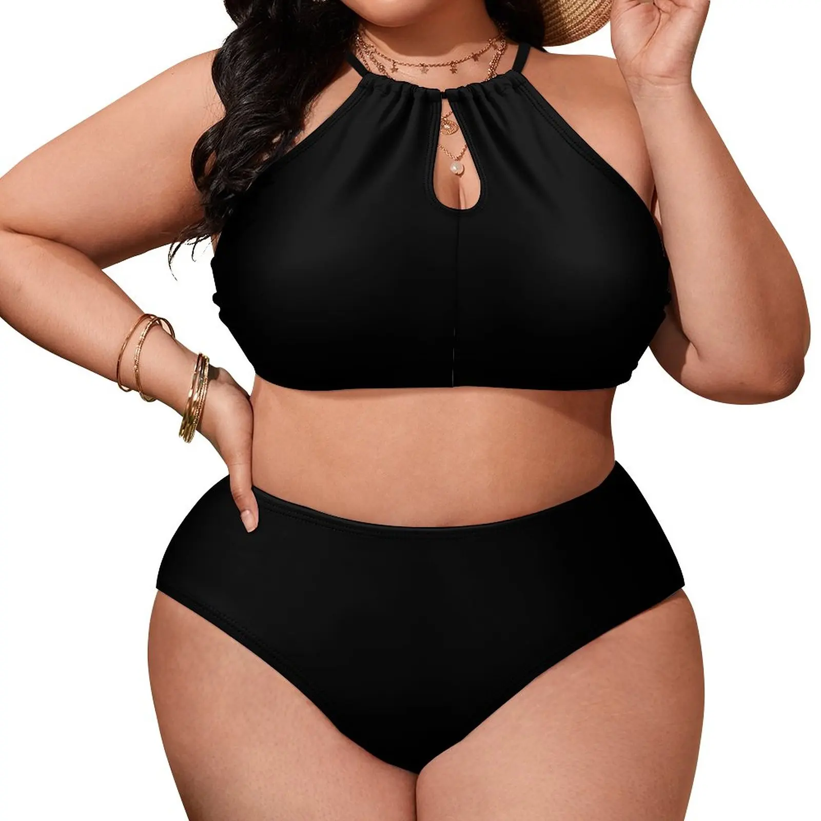 

Black Bikini 2022 Woman Gift Plus Size Swimsuit Female Swimwear Sexy Triangle Beach Outfits Two Piece Bathing Suit For Women