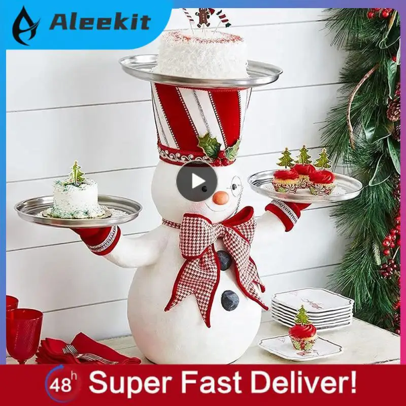 

Christmas Decoration Snowman Santa Claus Snack Fruit Tray Dessert Holder Without Plate Resin Statue For Home New Year 2022