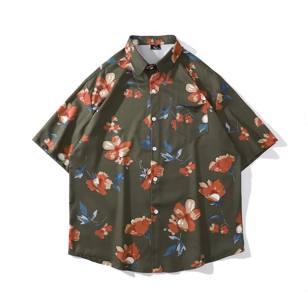 

OSCN7 Casual Printed Short Sleeve Shirt Men Street 2022 Hawaii Beach Oversize Women Fashion Harujuku Shirts for Men D2212