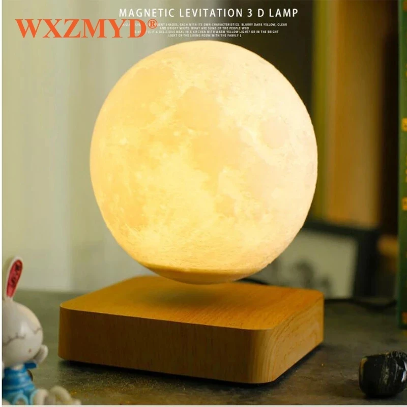 Creative 3D Magnetic Levitation Moon Lamp Night Light Rotating Led Moon Floating Table Lamp for Home Bedroom Decoration Holiday