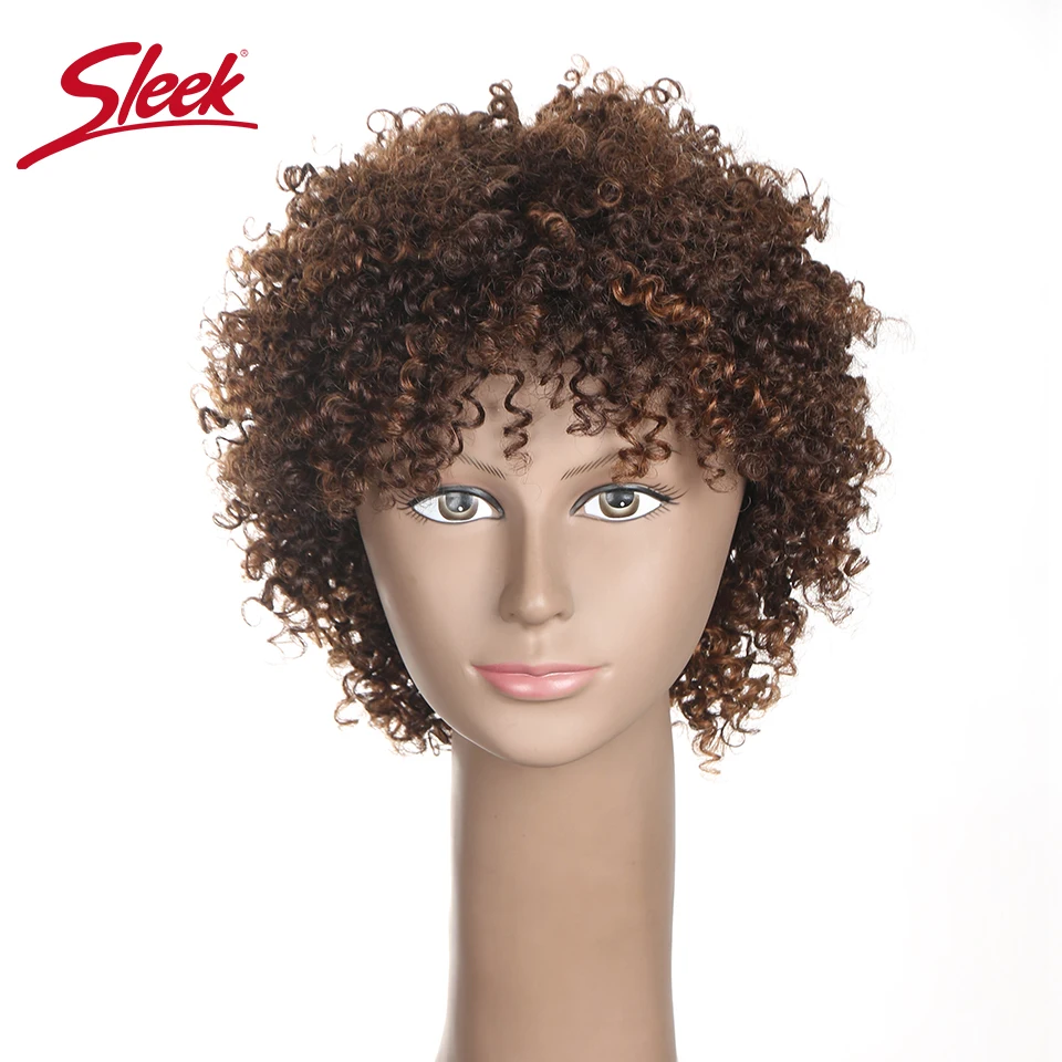 Sleek Brazilian Afro Kinky Curly Weave F4/30# and Brown F1B/33 Natural Human Hair Wigs Short Machine Made Remy Hair Wigs парики