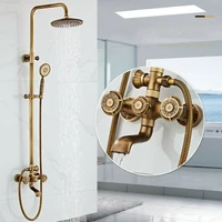 antique brass rain 22cm shower head swivel tub spout hand sprayer shower tap set bathroom faucets shower system