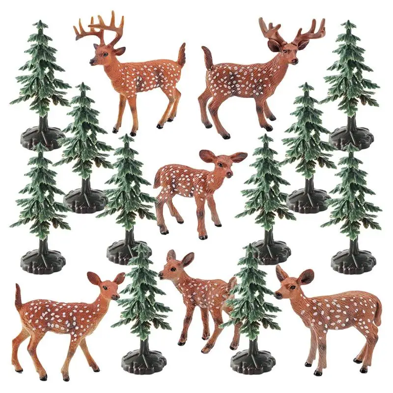 

Christmas Forest Animal Figurines Christmas Trees Deer Scene Decoration Table Desktop Decoration Model For Children's Birthdays