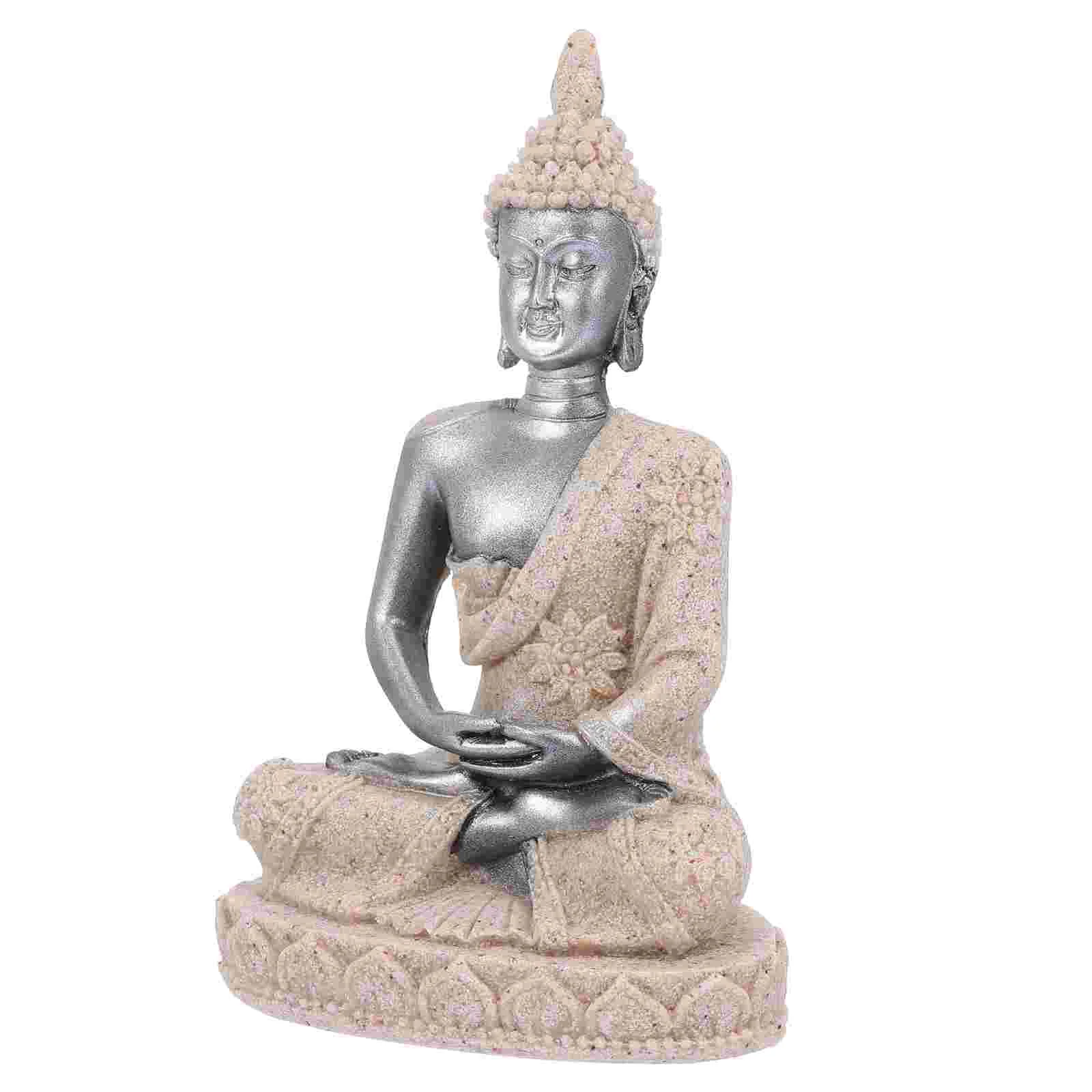 

Aquarium Tank Statue Ornament Landscape Decoration Figurine Meditating Sitting Decor Sculpture Sandstone Ornaments Cave Hiding