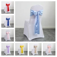 10pcs wedding chair decoration knot events mariage supplies banquet cover back flower bow ribbon satin sashes scarf wholesale