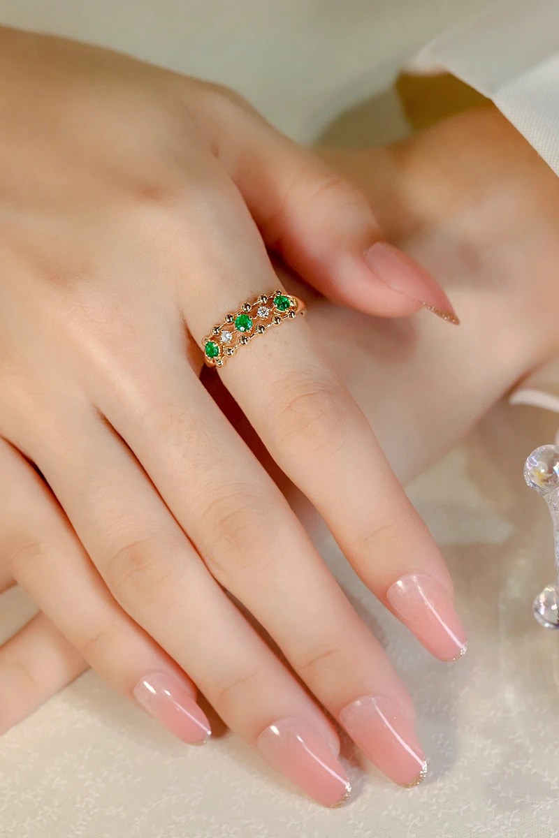 LUOWEND 18K кольца из желтого золота в романтическом стиле блестящие бриллианты