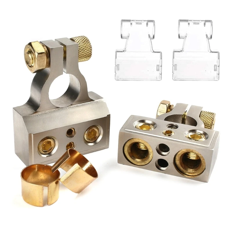 

Car Battery Terminal Connectors Kit 2/4/8/10 AWG Auto Positive Negative Battery Post Clamp R2LC