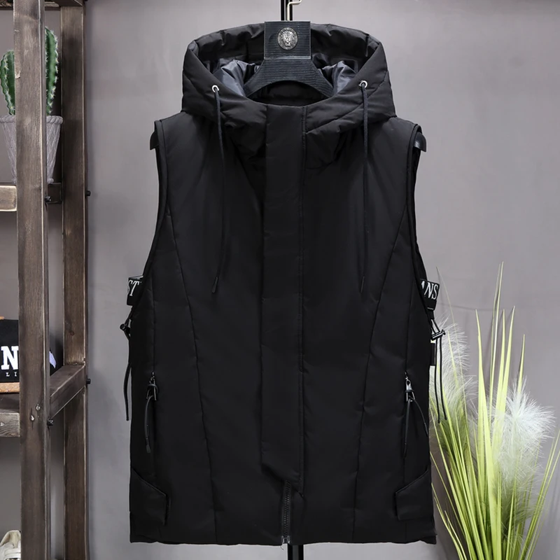 2020 New Thicken White Duck Down Vest Men Winter Waterproof Warm Hooded Big Pockets Sleeveless Coat Plus Size 4XL 5XL 6XL
