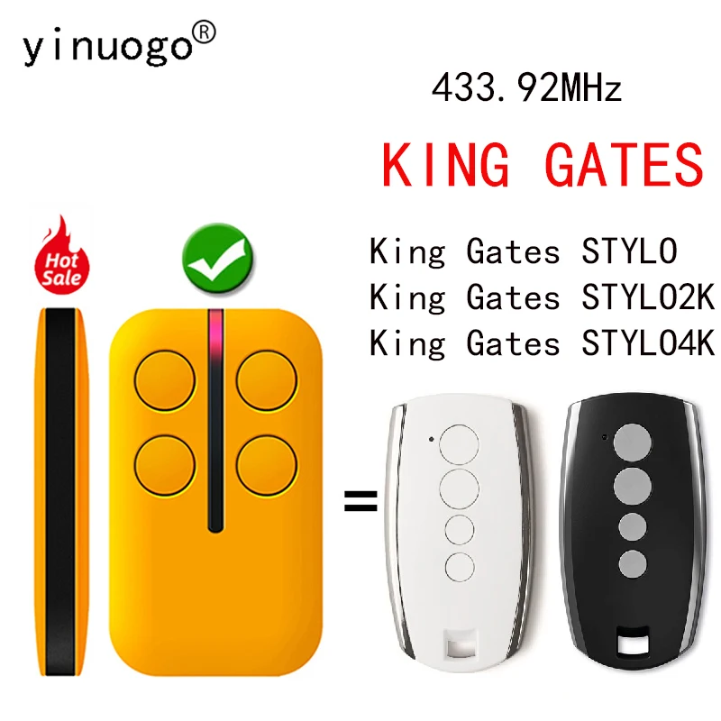 

For King Gates STYLO STYLO2K STYLO4K Gate Remote Control/Garage Door Opener 433.92MHz Rolling Code King Gates Remote Control