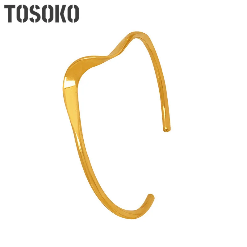 

TOSOKO Copper Jewelry Wist Opening Fashion Bracelet Girls' Geometric Bracelet BSZ214