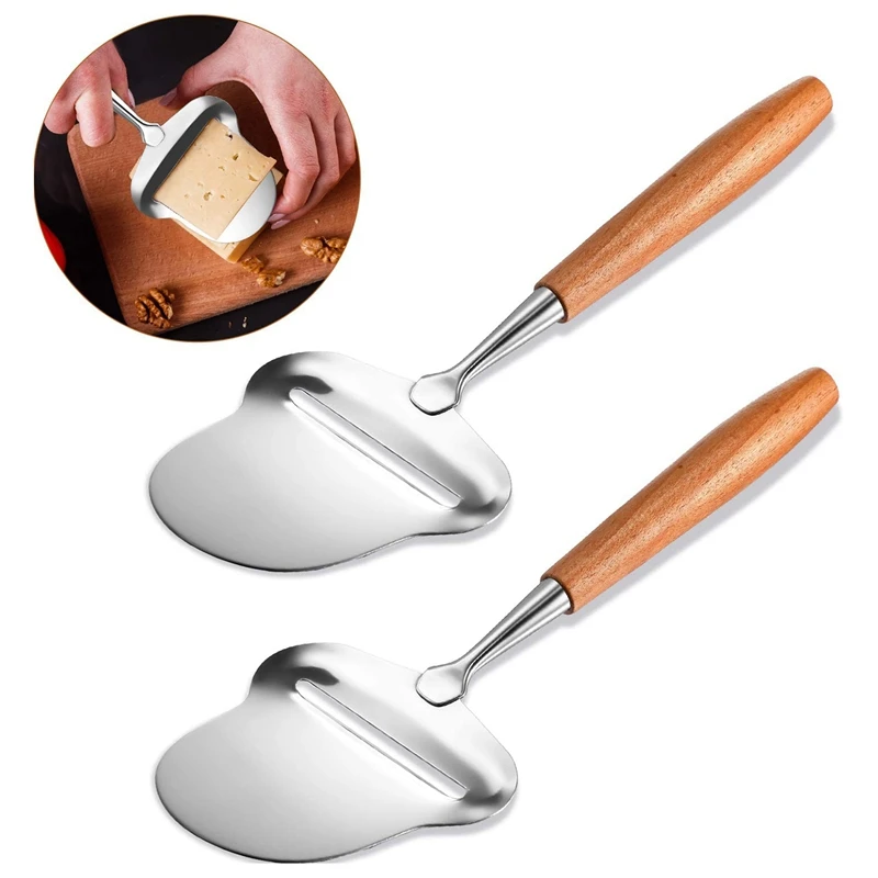 

2 шт. лопатка для нарезки сыра плоский строгальный станок для сыра для ветчины бритва лопатка для нарезки сыра деревянная ручка прочный кухо...