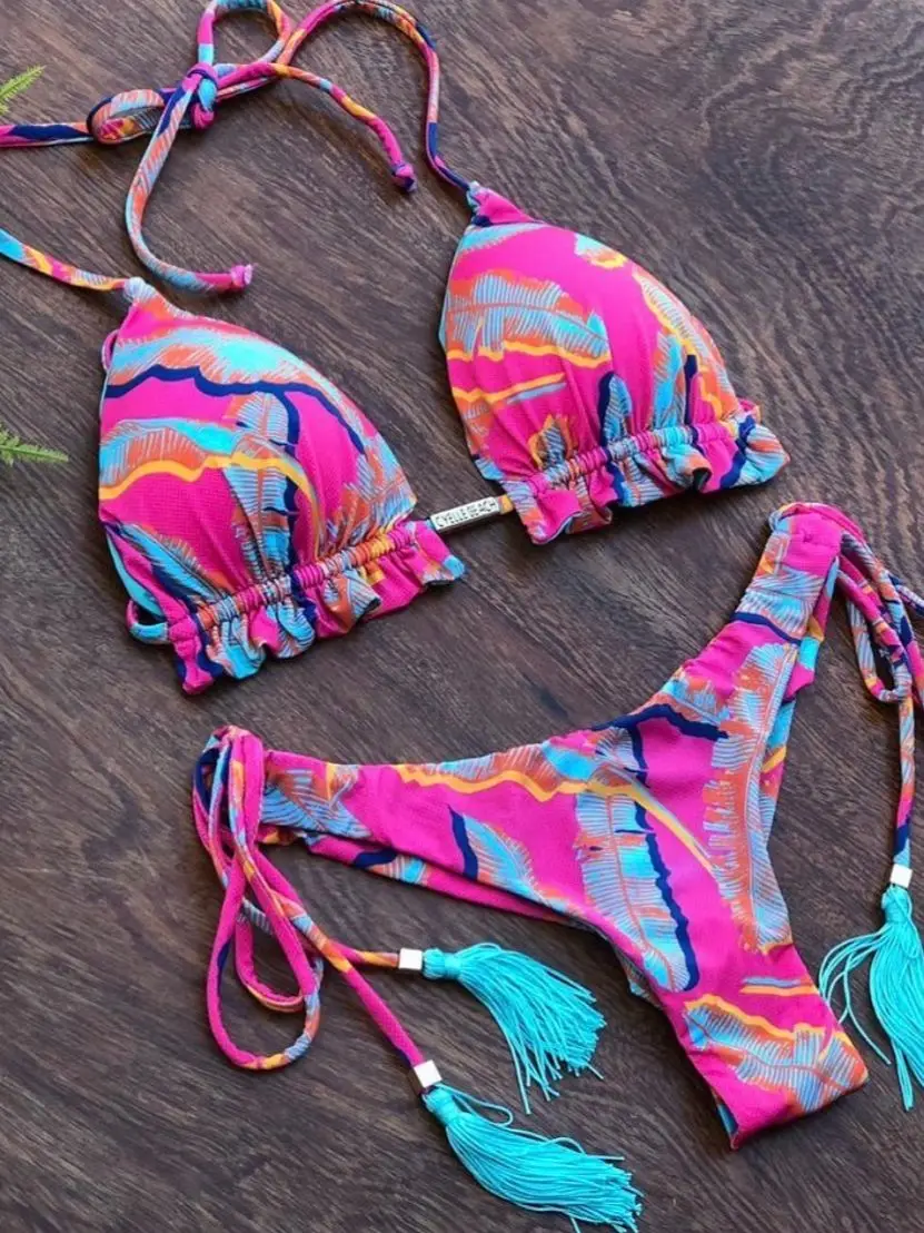 2021 сексуальный комплект бикини из 2 предметов популярный штамп спортивные