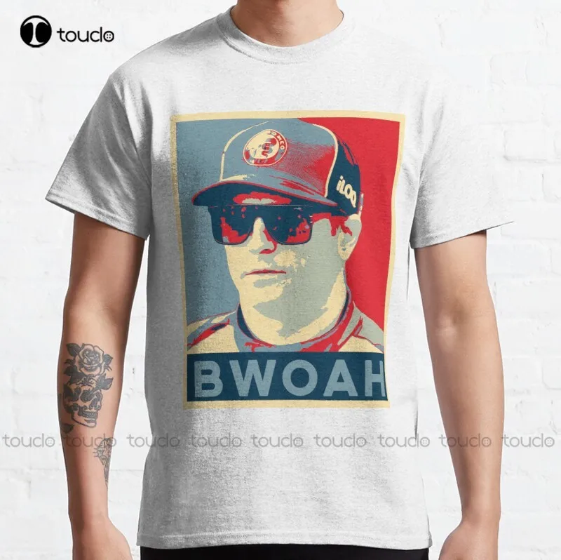

Новые Kimi - Bwoah! Классическая футболка Kimi Raikkonen, мужские футболки, хлопковая футболка унисекс, модная забавная уличная одежда в стиле Харадзюк...