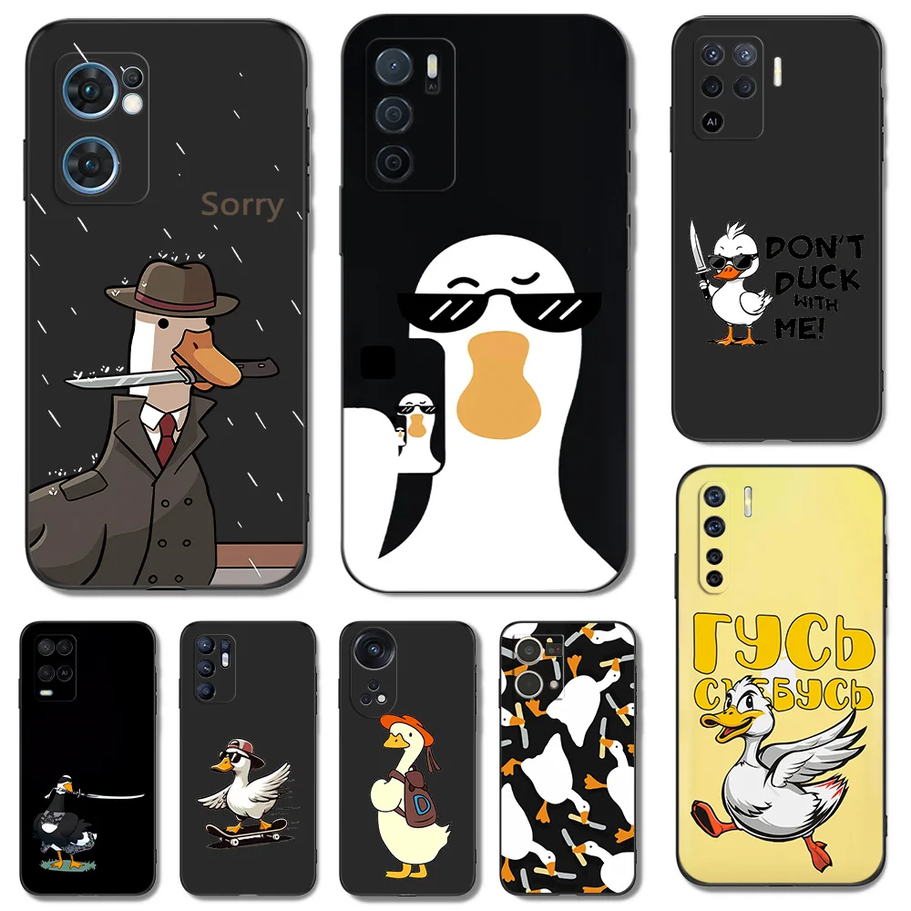 Черный чехол из ТПУ для OPPO A1K A5 A5S A5XS A3S AX5 A11 A11X A12E A12 A7 A9 A9X 2018 2020 Funny Duck