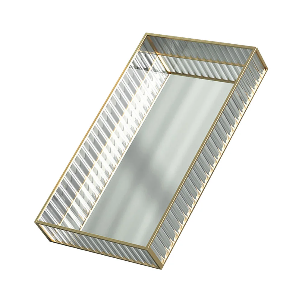 

Tray Jewelry Storage Dish Vanity Makeup Bathroom Mirror Holder Serving Plate Ring Dresser Displaydecorative Glassmetal Trays