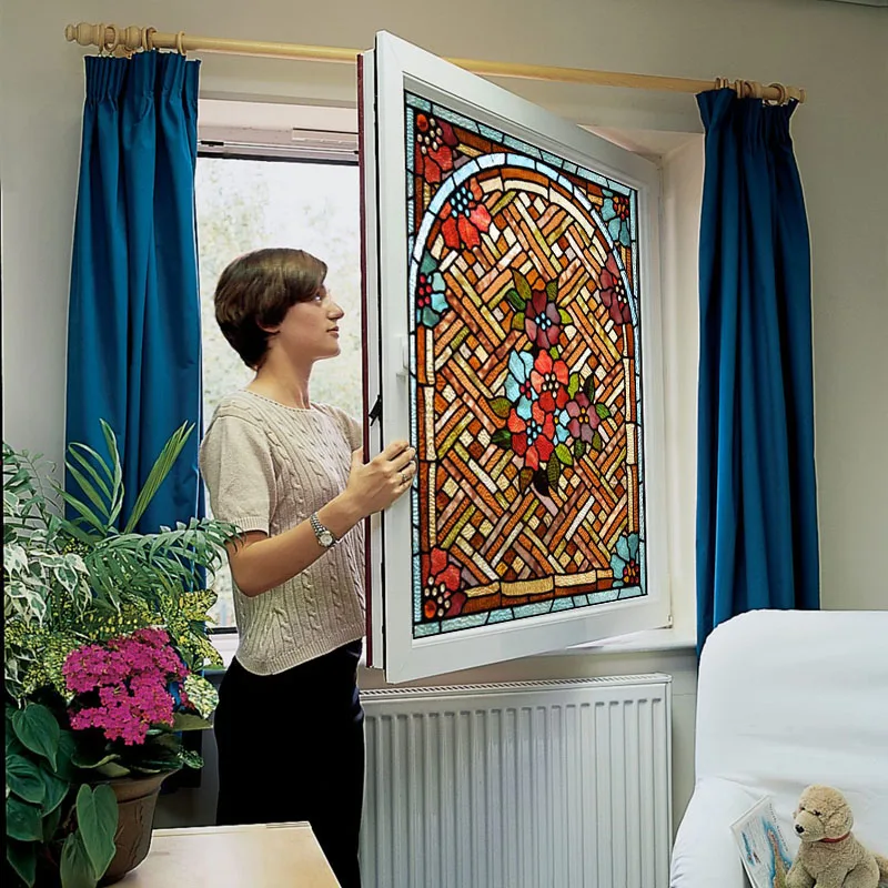 Статические липкие матовые оконные пленки из витражного стекла индивидуального
