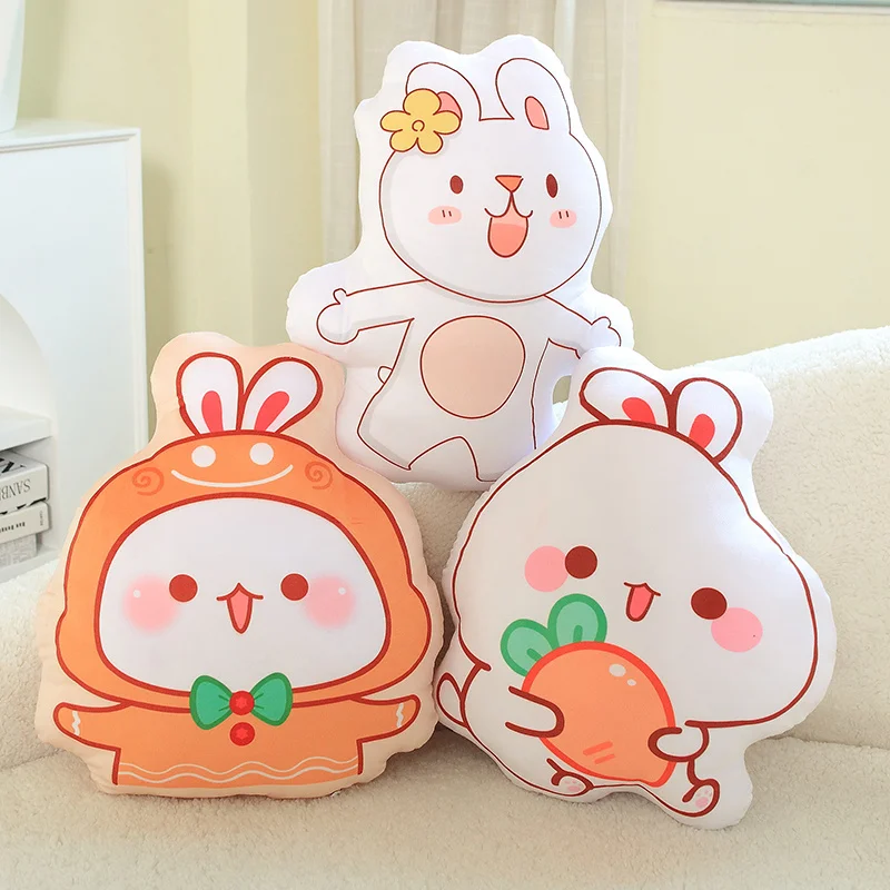 

Kawaii Rabbit Printing Pillow Plush Toys Soft Bunny Stuffed Dolls Cute Animal Pillow Gifts For Friends 45cm