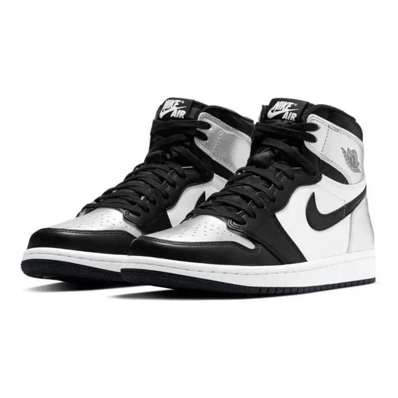 Женские кроссовки Jordan 1 высокие серебряные носки в стиле ретро CD0461-001