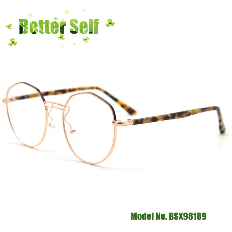 

Tortoise Temple Eyeglasses Simple Retro Alloy Glasses BSX98189 Men Women Metal Optical Frames Can Euqip Myopia Lens