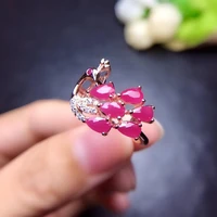 natural new burning ruby gemstone ring for women real 925 sterling silver fine wedding jewelry
