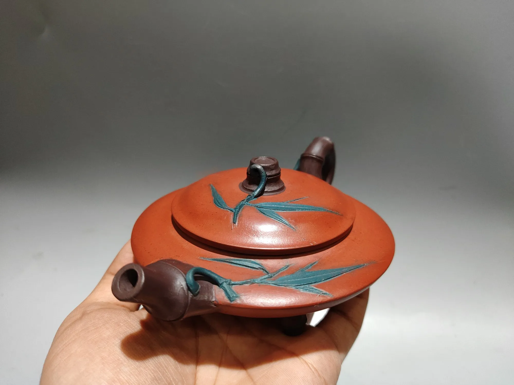 6 &quotКитайский Исинский фиолетовый глиняный чайник с бамбуковым листом и узором