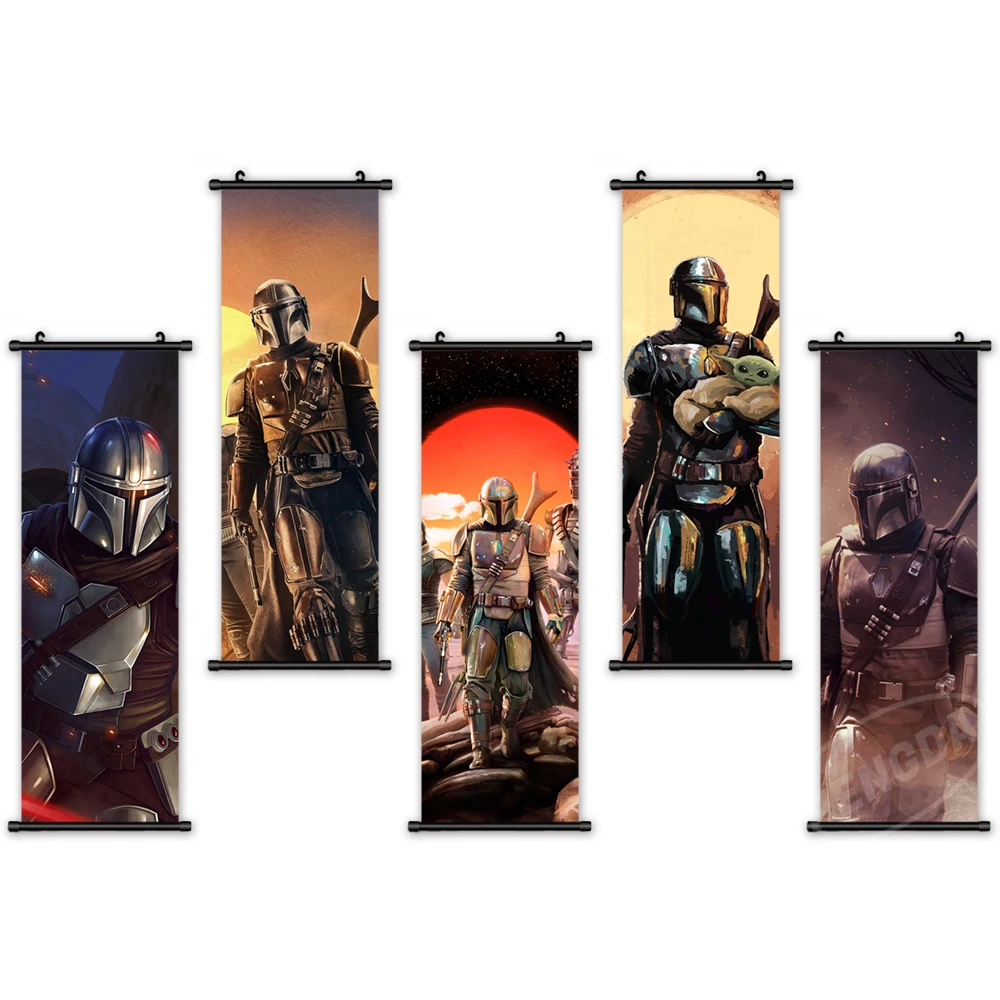 

Canvas Painting The Mandalorian Print Wall Art Star Wars PVC Movie Scroll Hanging for Living Room Poster Picture Home Decoration