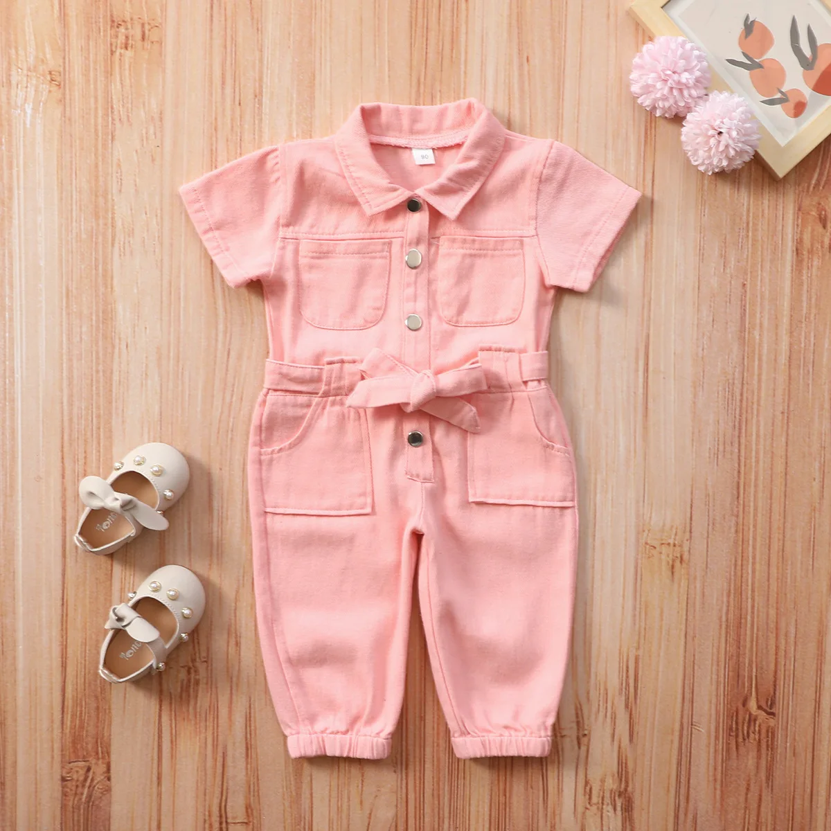

children's wear in summer girls denim jumpsuit pants for children.
