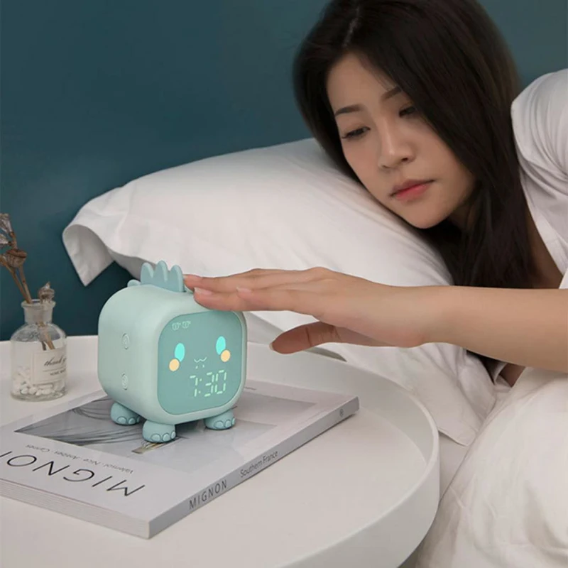 

Cartoon Dinosaur Shape Alarm Clock LED Digital Clock Silent Alarm Clock Electronic Snooze Function Desk Clock for Kids Bedroom