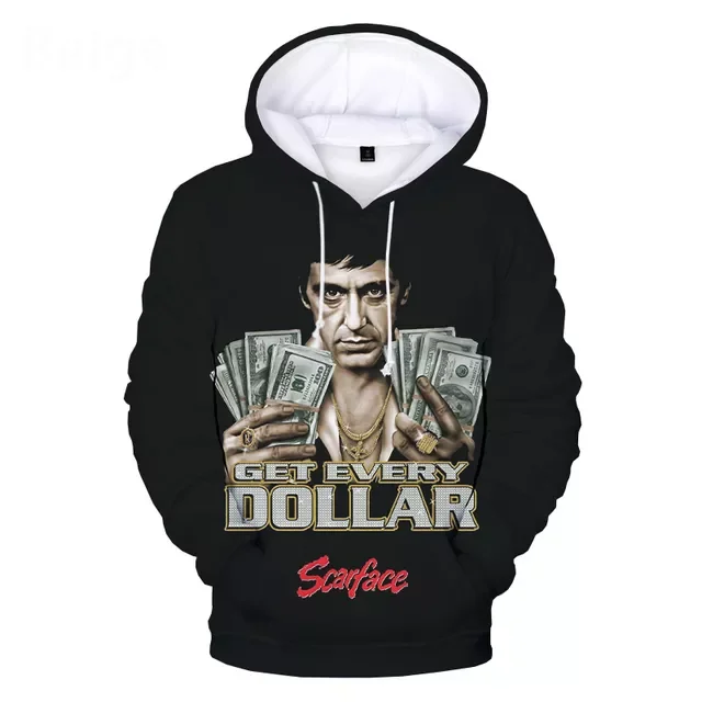 

Толстовка с 3D-принтом «Scarface» для мужчин и женщин, свитшот с принтом Тони Монтана, уличная одежда в стиле Харадзюку, Модный повседневный крут...