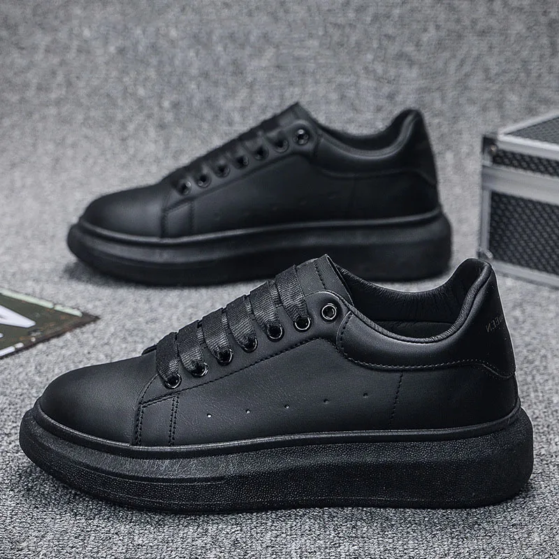 Кроссовки на платформе для мужчин и женщин Дизайнерская кожаная обувь шнуровке