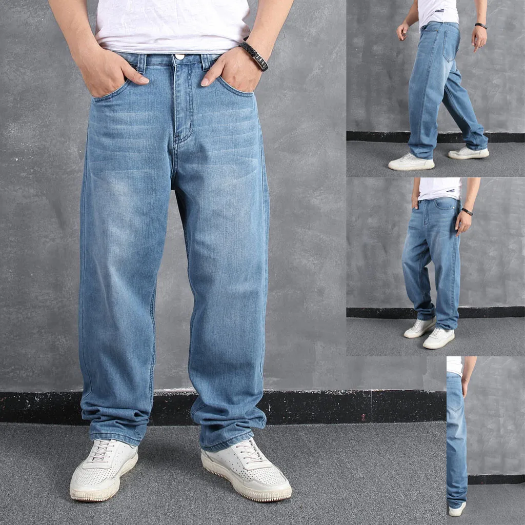 Men's Loose Large Size Fat Casual Fashion Hip Hop Street Dance Denim Trousers