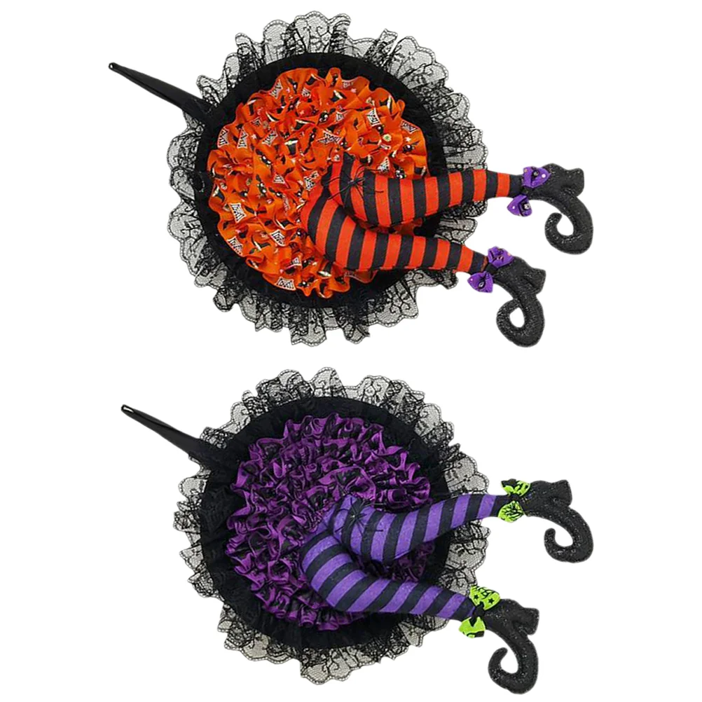 

2 Pcs Halloween Wall Decor Scene Decoration Supplies Witch Legs Ornament Wreath Decorative Props