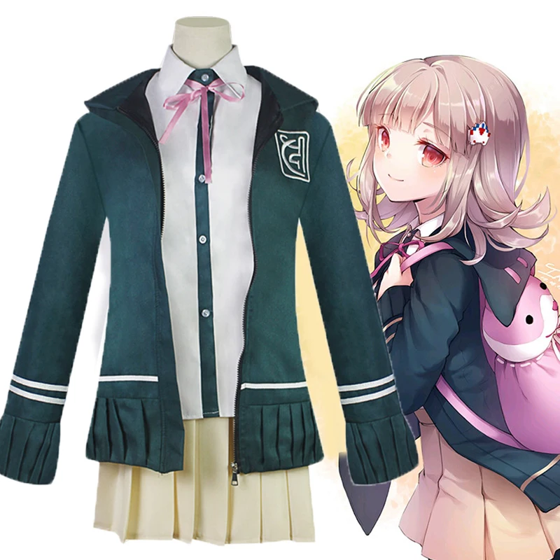 

Костюмы для косплея аниме «данганронпа», наньами, Чиаки, женские костюмы на Хэллоуин, костюм с париком, униформа