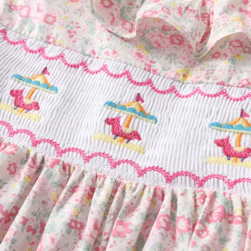 Детское платье с вышивкой рукавами-фонариками