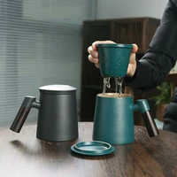 heat resistsant coffee mug travel tea set ceramic kung fu tea cup nordic simple breakfast cups with cover accesorios de cocina