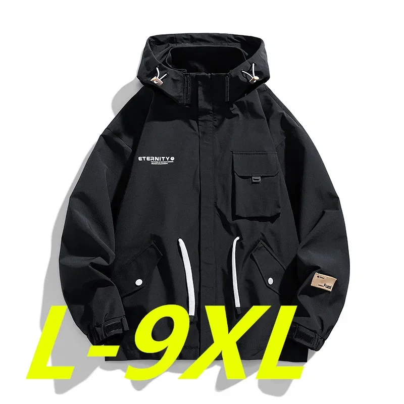 Trendy Hooded Jacket L-9XL 2023 Spring Style Loose Fit Youthful Ins Versatile Wide For Men