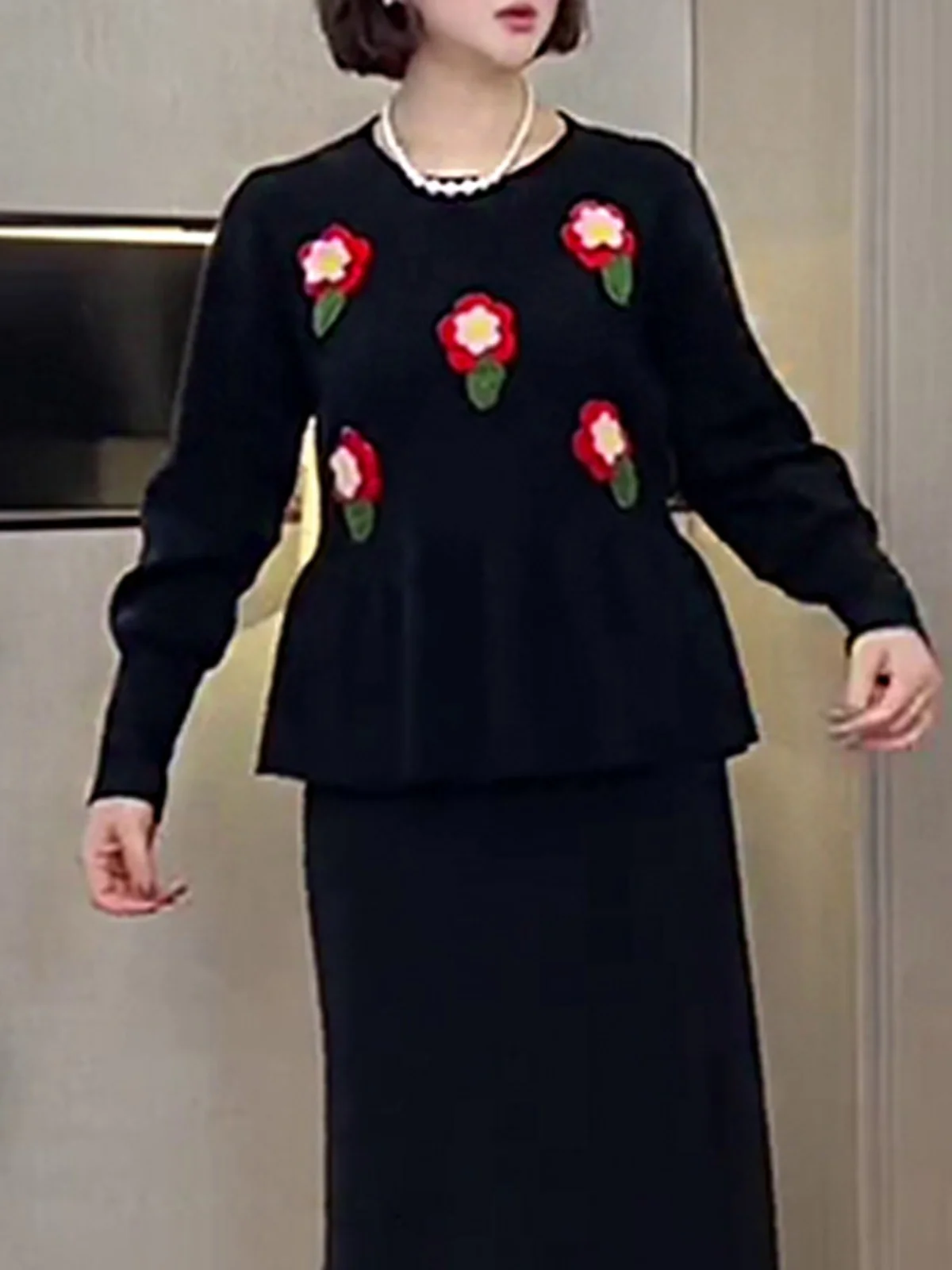 Женская одежда больших размеров Chubby Girl осень 2024 новый топ с длинными рукавами и