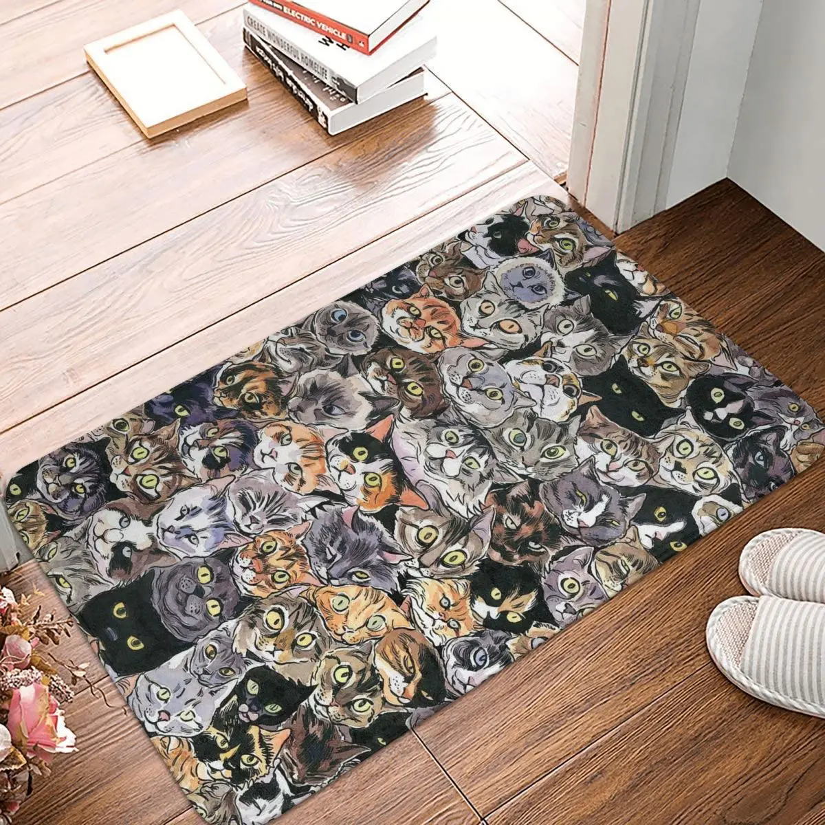 

Cat Meek Haughty Languor Vivacious Sprout Non-slip Doormat Hand Living Room Bedroom Mat Prayer Carpet Indoor Pattern Decor