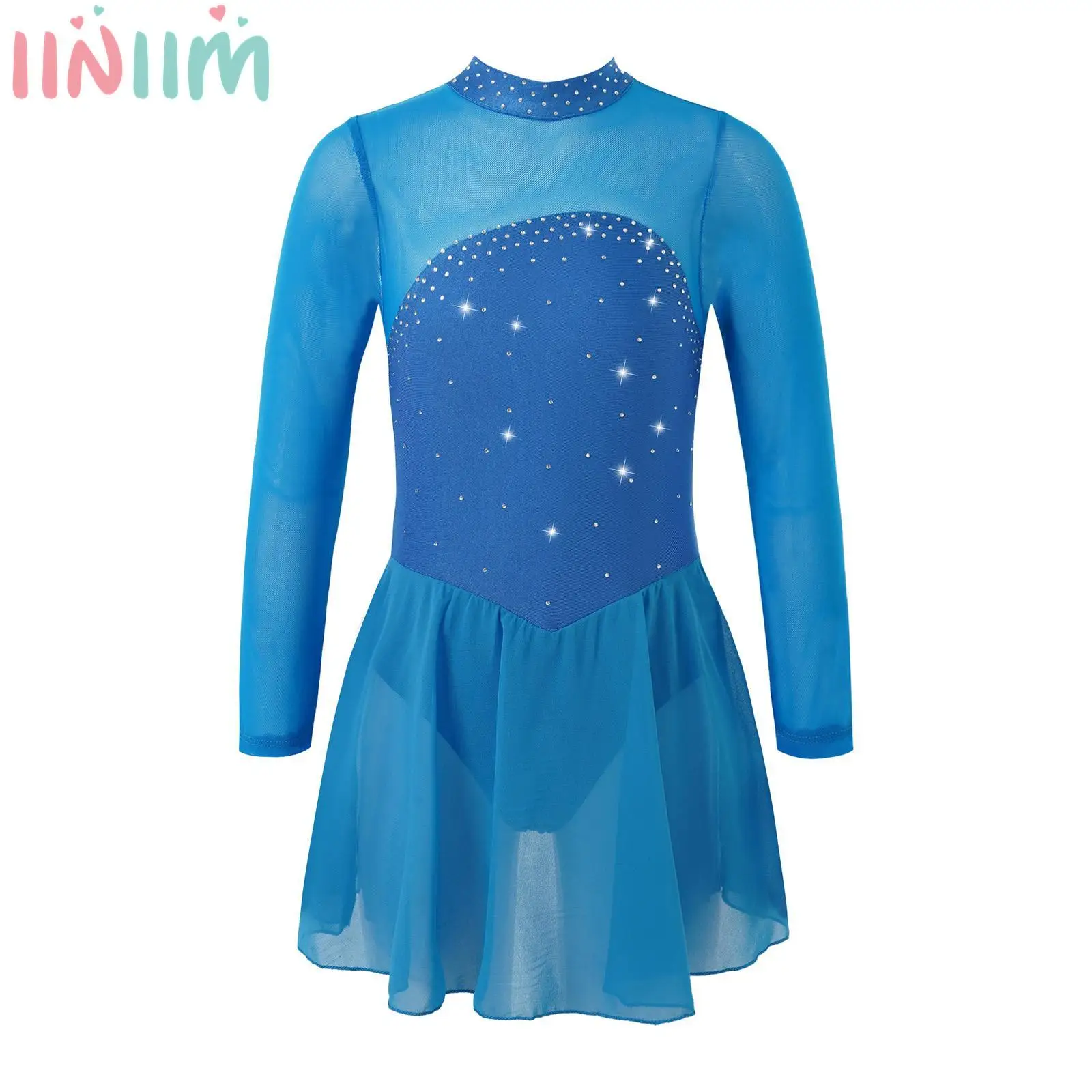 

Kids Girls Lyrical Ballet Modern Dance Dress Keyhole Back Gymnastics Leotard Figure Ice Skating Dancewear Stage Performance Wear